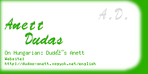 anett dudas business card